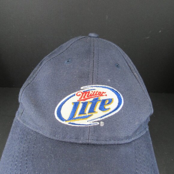Miller Lite Embroidered Logo Acme Men Black Adjustable Strap Back Cap Hat - Picture 1 of 8